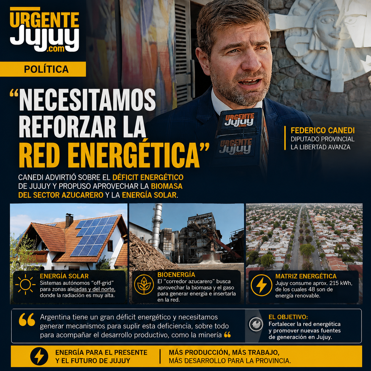 Canedi advirtió sobre el déficit energético de Jujuy y “Necesitamos reforzar la red energética